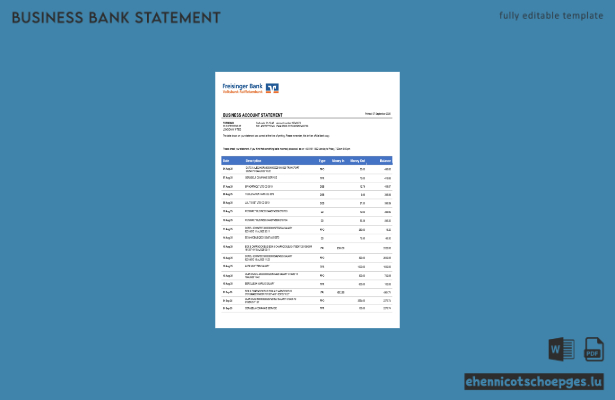 Freisinger Bank Kontoauszug (Word- und PDF-Format, Beispielansicht)